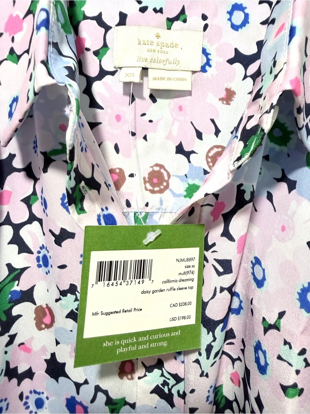 kate spade Pastel Multi Floral Ruffle-Sleeve Dress